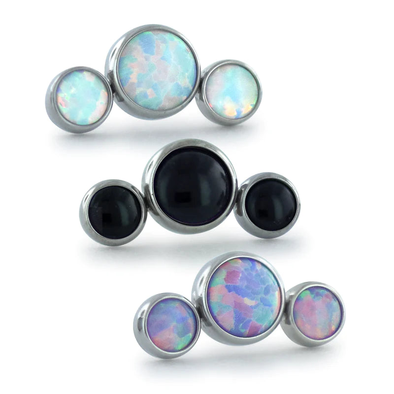 Titanium Bezel Set Cabochon Cluster - Curved 3 Piece