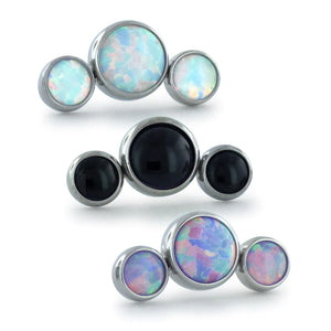 Titanium Bezel Set Cabochon Cluster - Curved 3 Piece