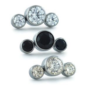 Titanium Bezel Set Gem Cluster - Curved 3 Piece