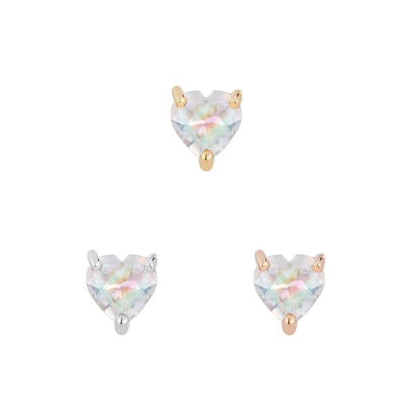 RAINBOW MOONSTONE HEART - THREADLESS END