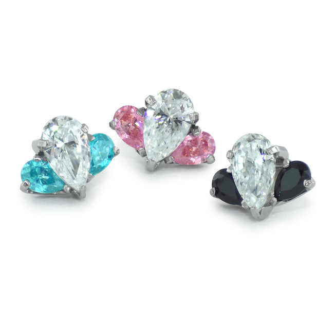 Titanium Pear Cut Gem Fan Clusters - Select Outer Gem
