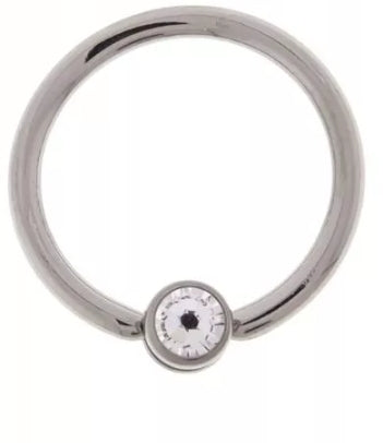 CZ Gem Fixed Bead Ring (16g)