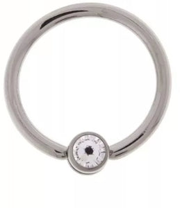 CZ Gem Fixed Bead Ring (16g)