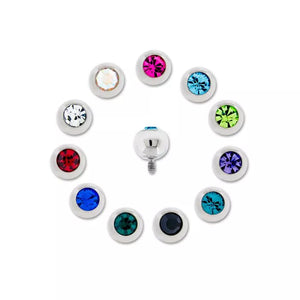 Internally Threaded Ball End w/ Bezel Set Gem