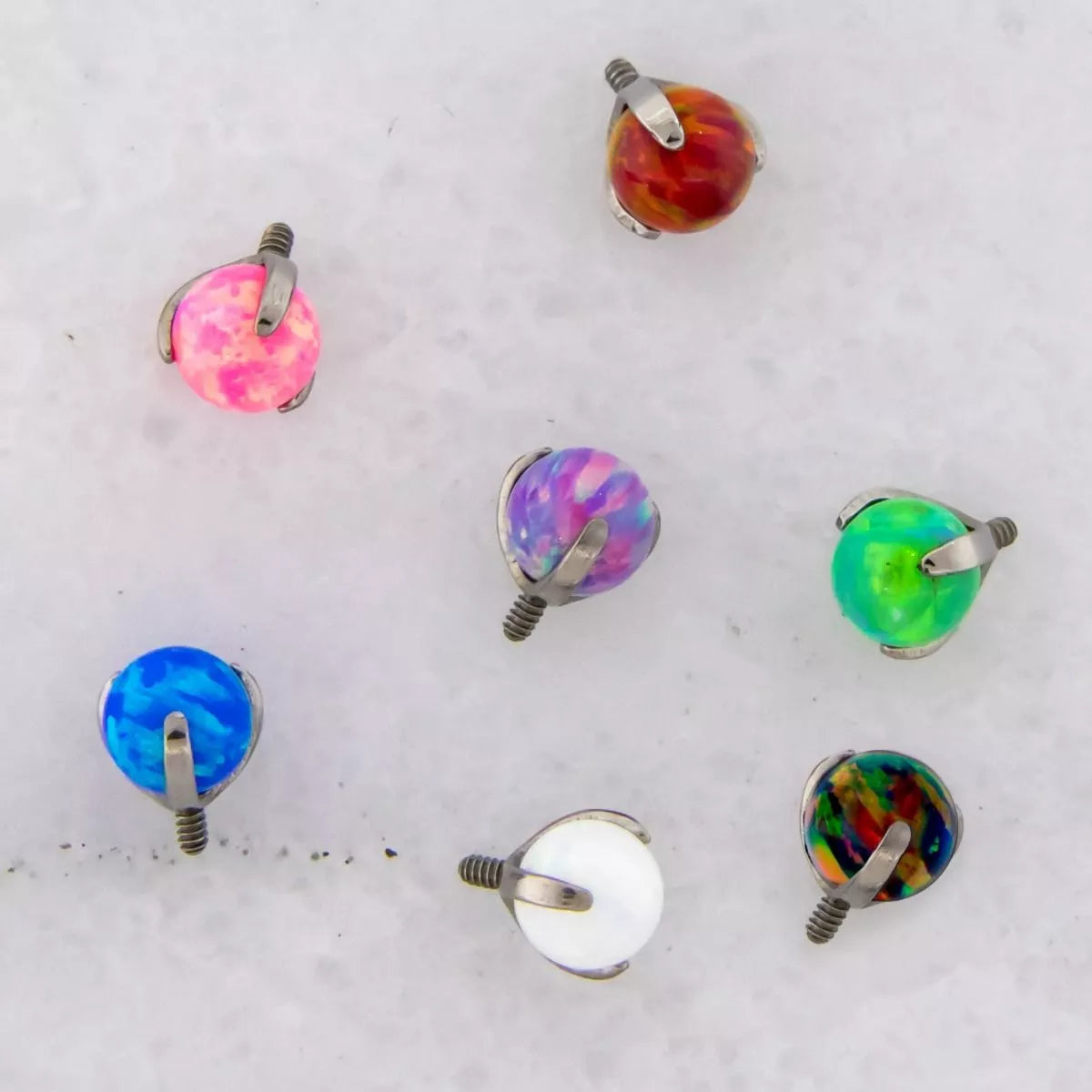 TITANIUM OPAL CLAW PRONG SET THREADED ENDS (10g-14g)