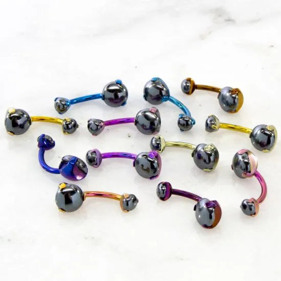 Prong Set Cabochon Navel Bar
