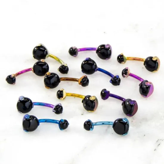 Prong Set Cabochon Navel Bar
