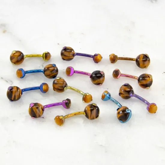 Prong Set Cabochon Navel Bar