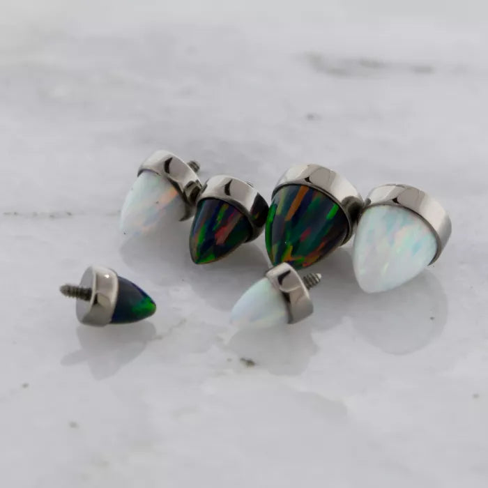 14g Titanium Opal Cone / Spike End (Internally Threaded)