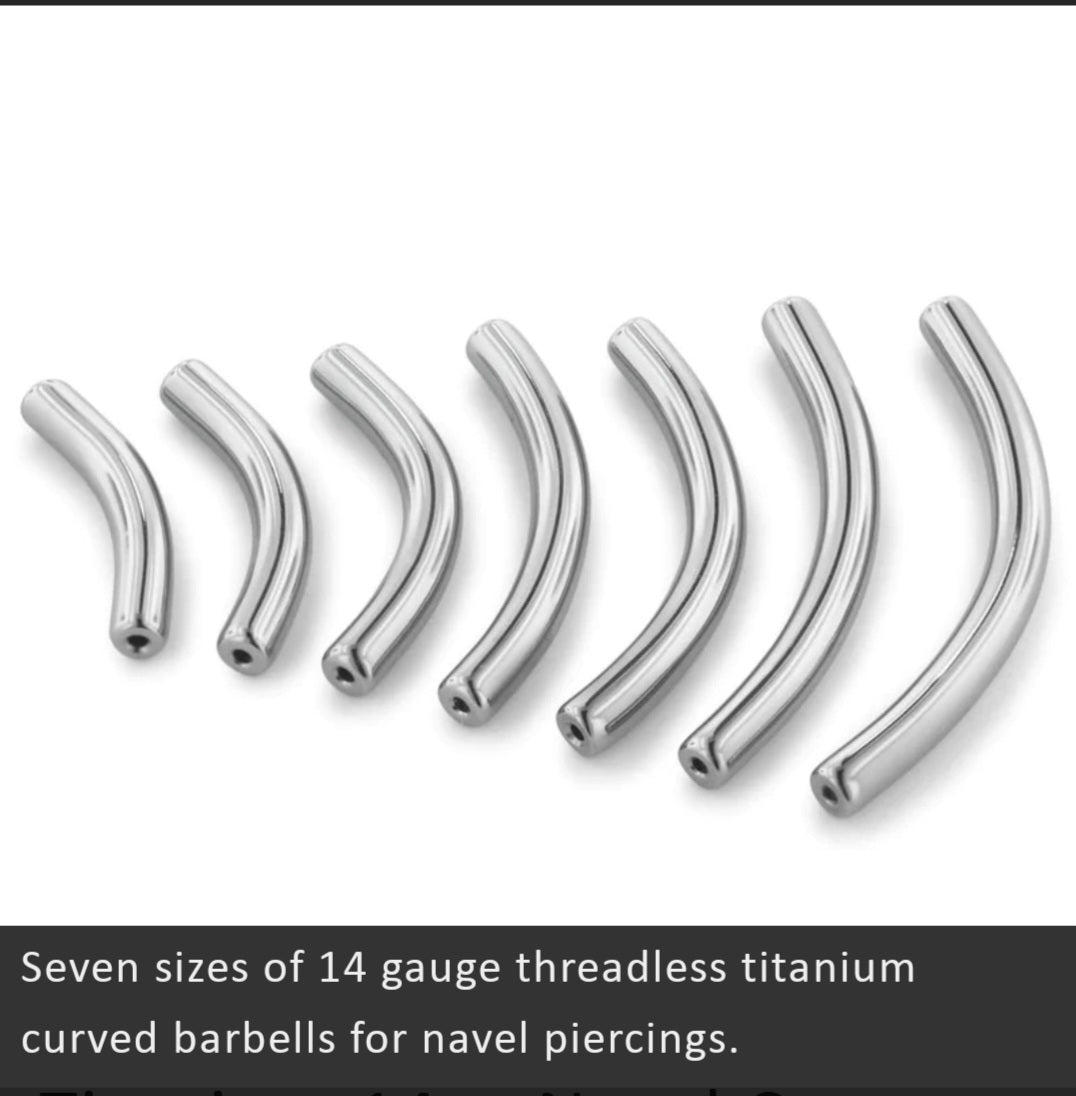 14g Threadless Titanium Navel Curve Bar Only (Neometal)