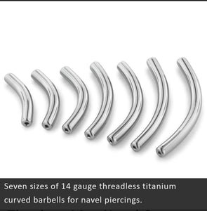 14g Threadless Titanium Navel Curve Bar Only (Neometal)